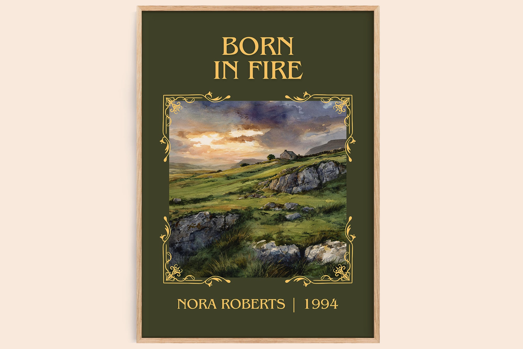 Born in Fire classic book art book poster by Nora Roberts – framed literary art print