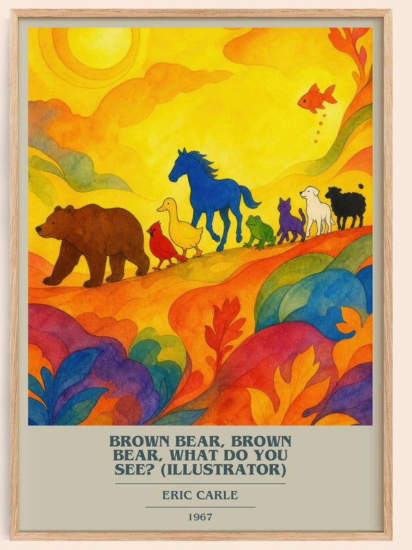Brown Bear, Brown Bear, What Do You See? (Illustrator) book cover book poster by Eric Carle – framed literary art print