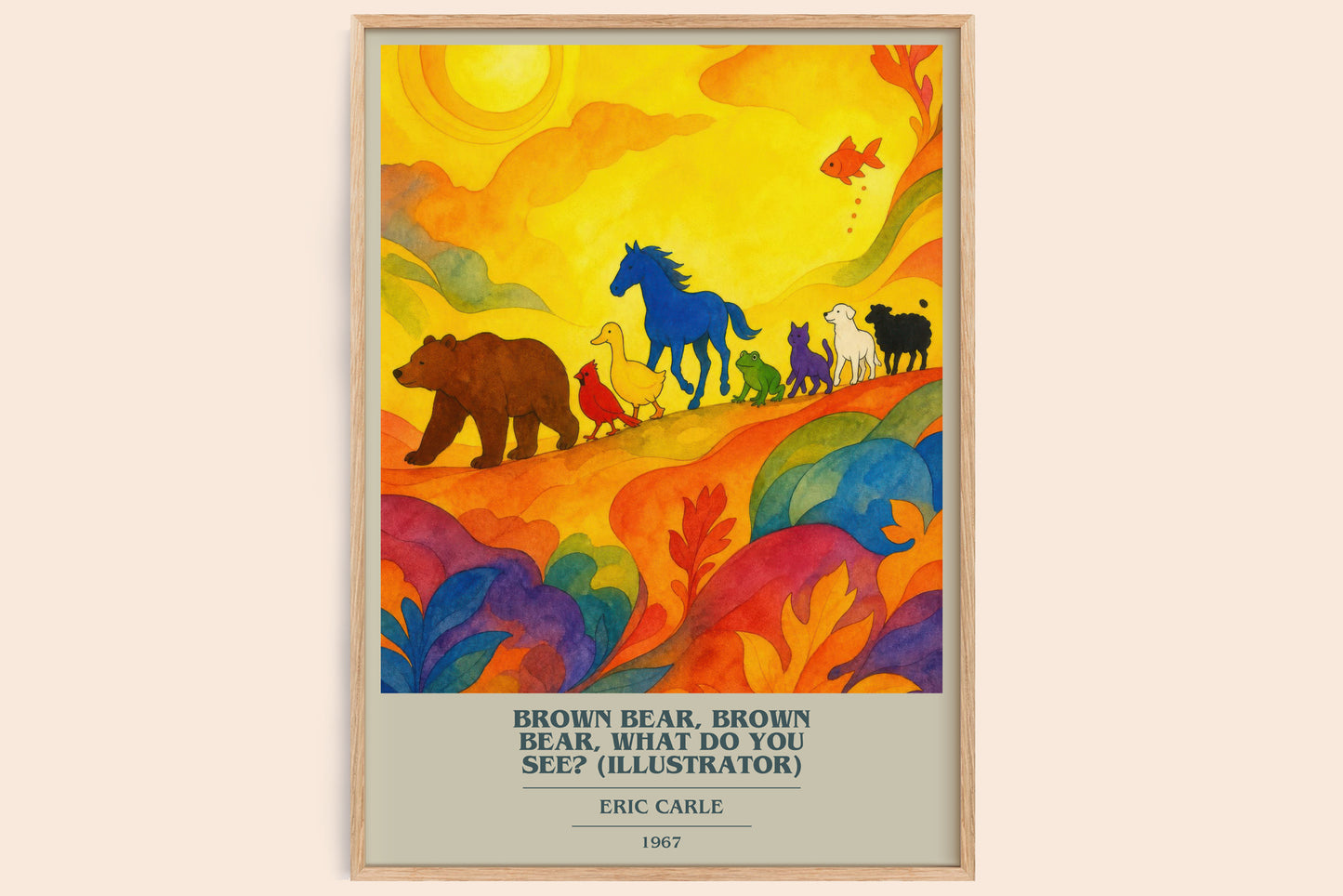 Brown Bear, Brown Bear, What Do You See? (Illustrator) book cover book poster by Eric Carle – framed literary art print