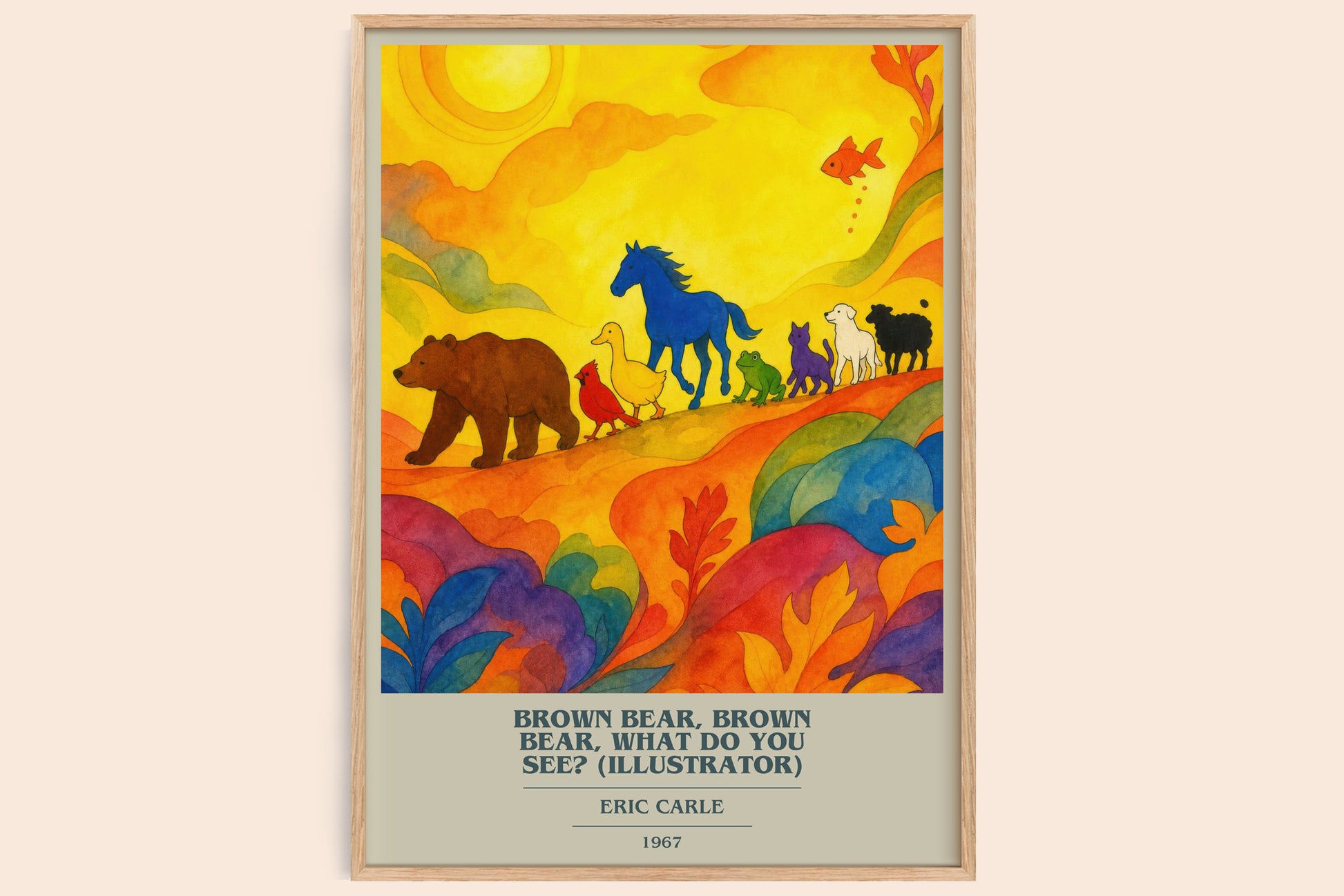 Brown Bear, Brown Bear, What Do You See? (Illustrator) book cover book poster by Eric Carle – framed literary art print
