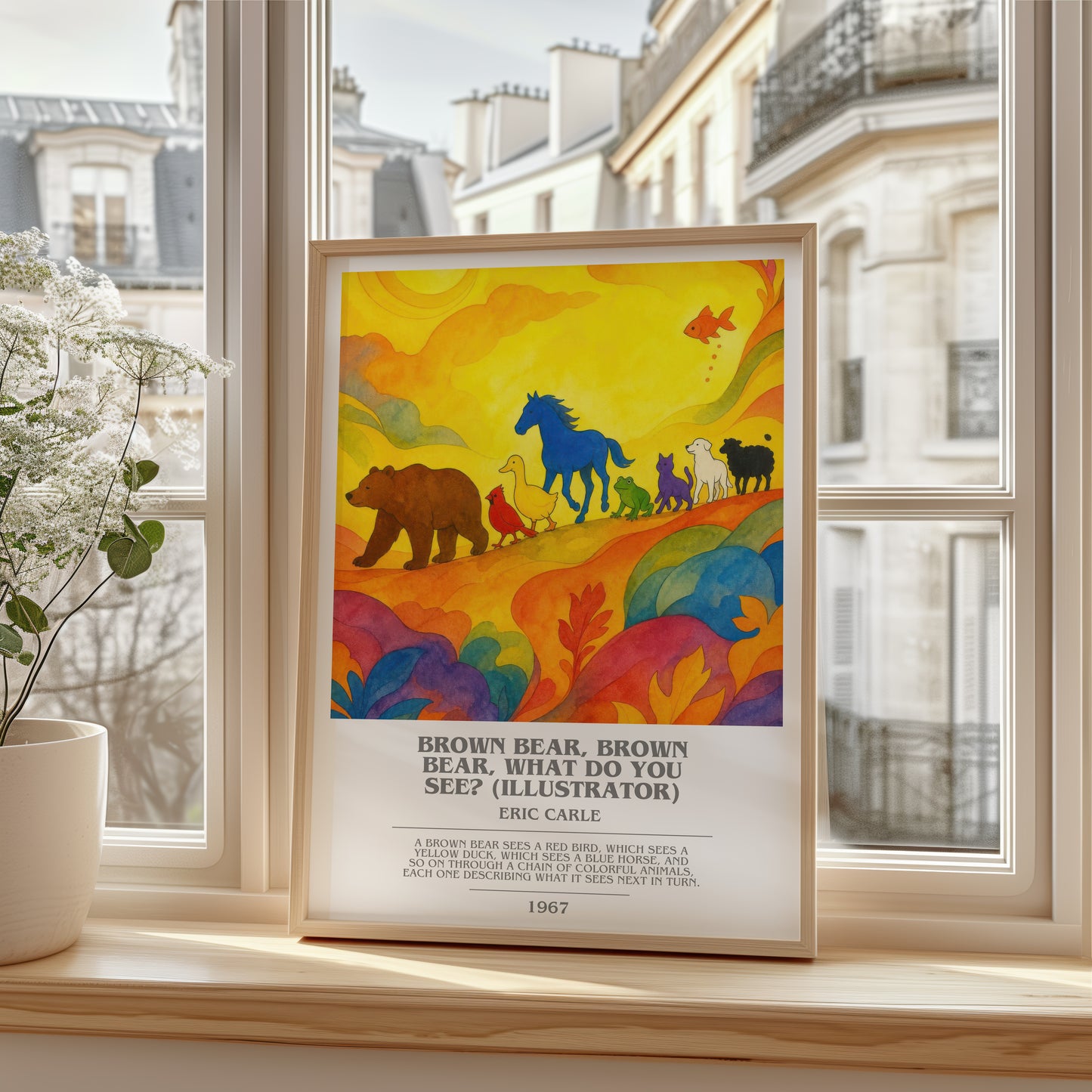 Brown Bear, Brown Bear, What Do You See? (Illustrator) bookish poster colour and style options – Eric Carle book art