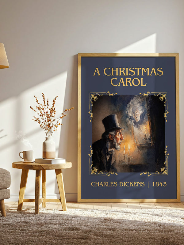 A Christmas Carol classic book art print in frame leaning in hallway – classic literature wall art