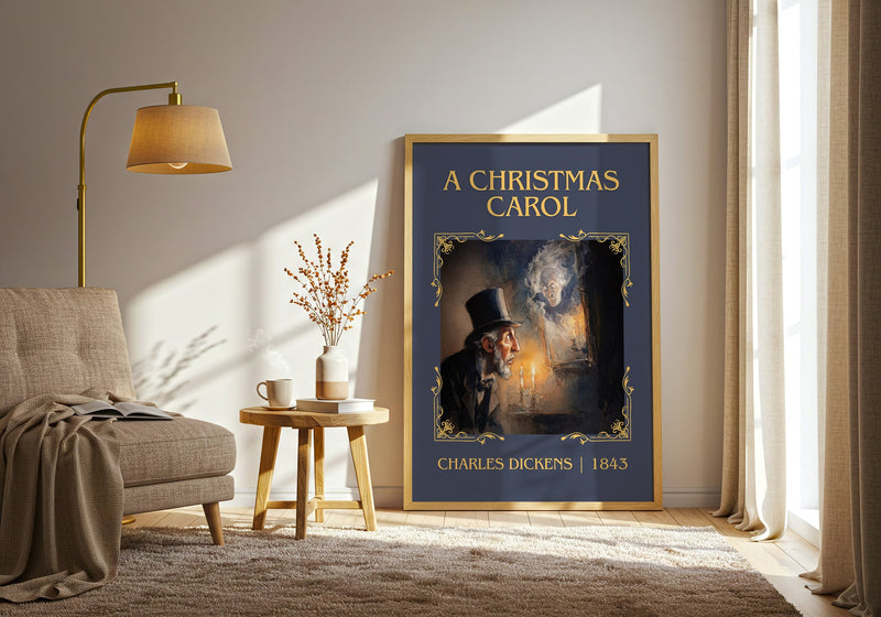 A Christmas Carol classic book art print in frame leaning in hallway – classic literature wall art