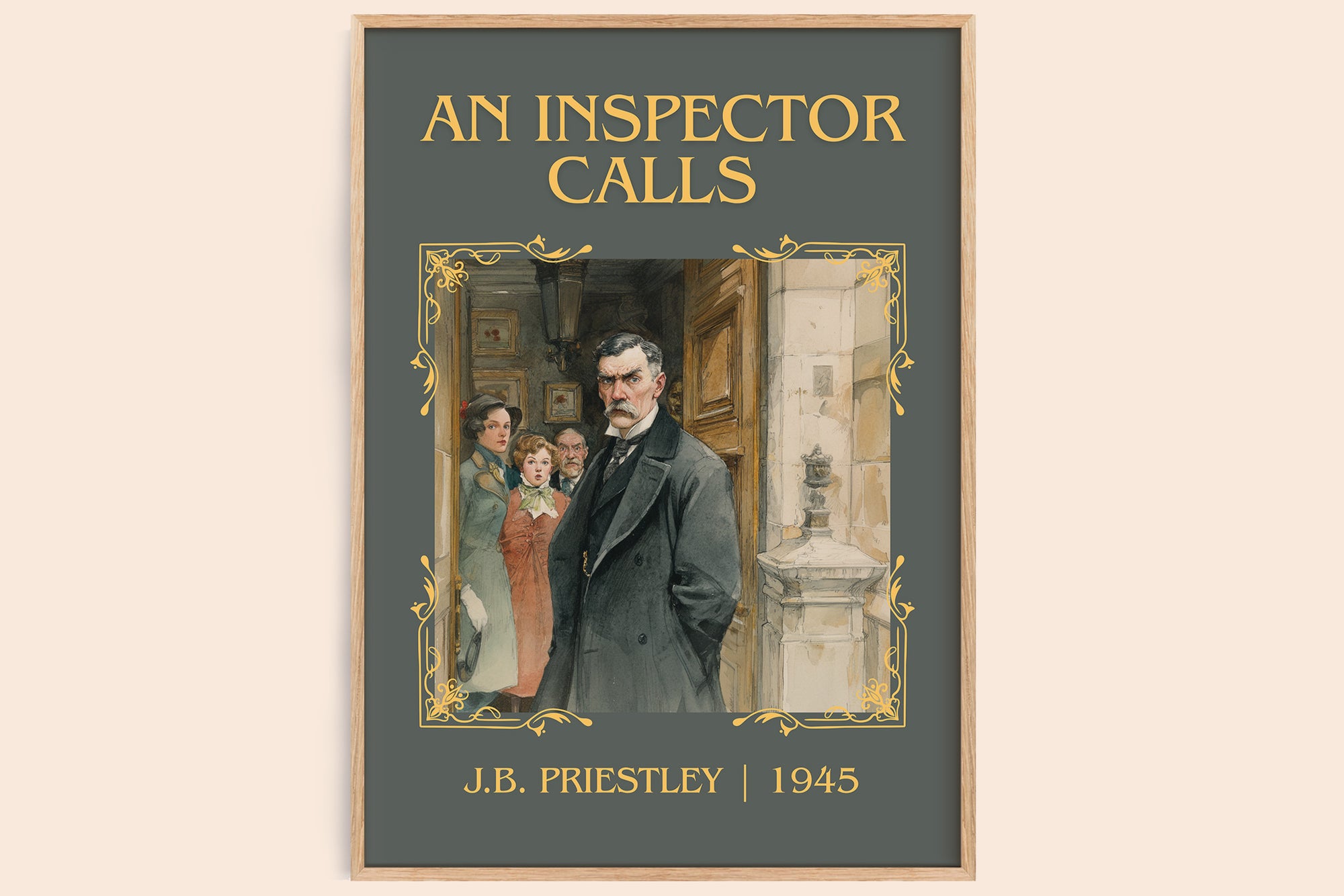 An Inspector Calls classic book art book poster by J. B. Priestley – framed literary art print