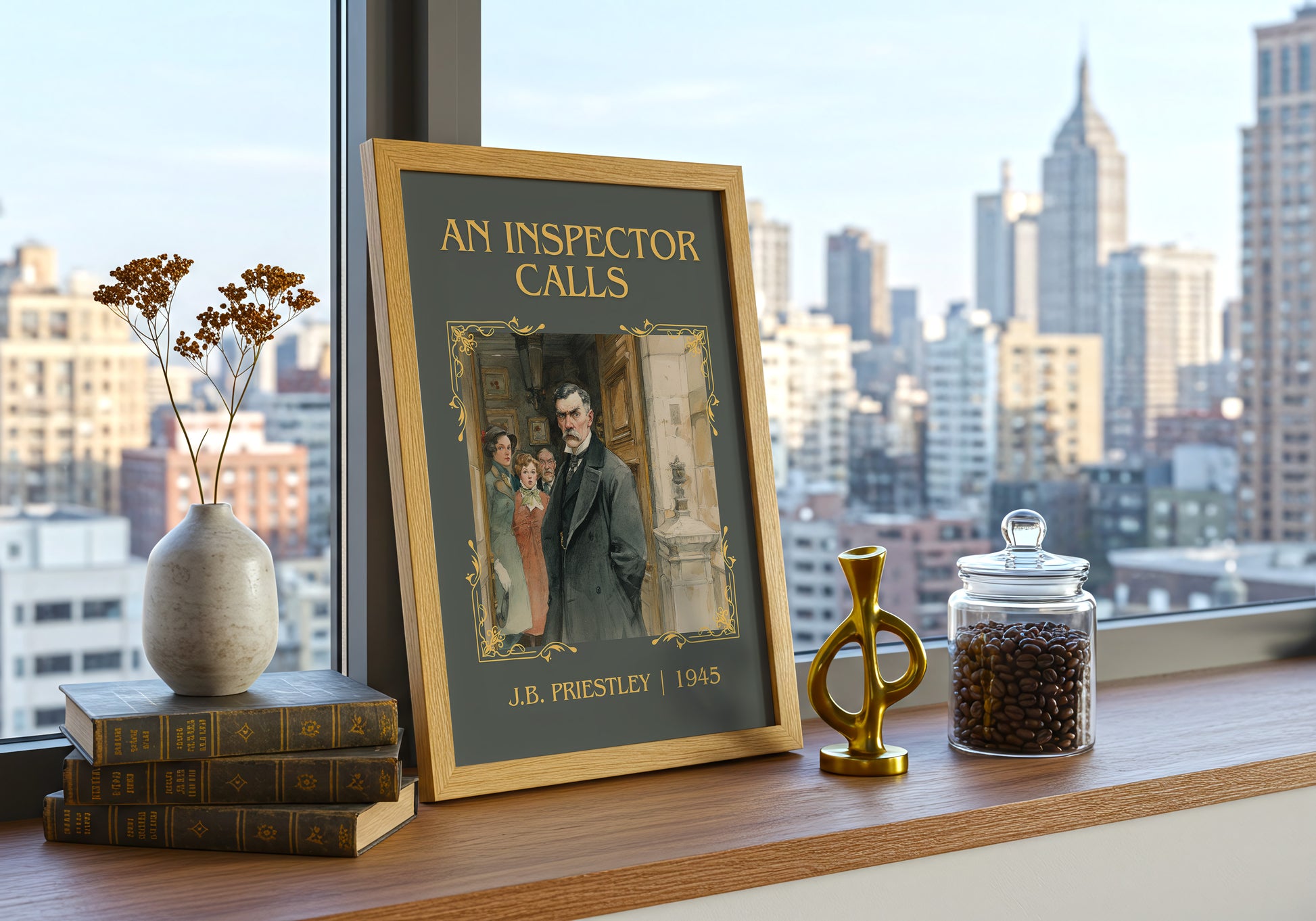 An Inspector Calls classic book art print paper finish options – matte satin gloss