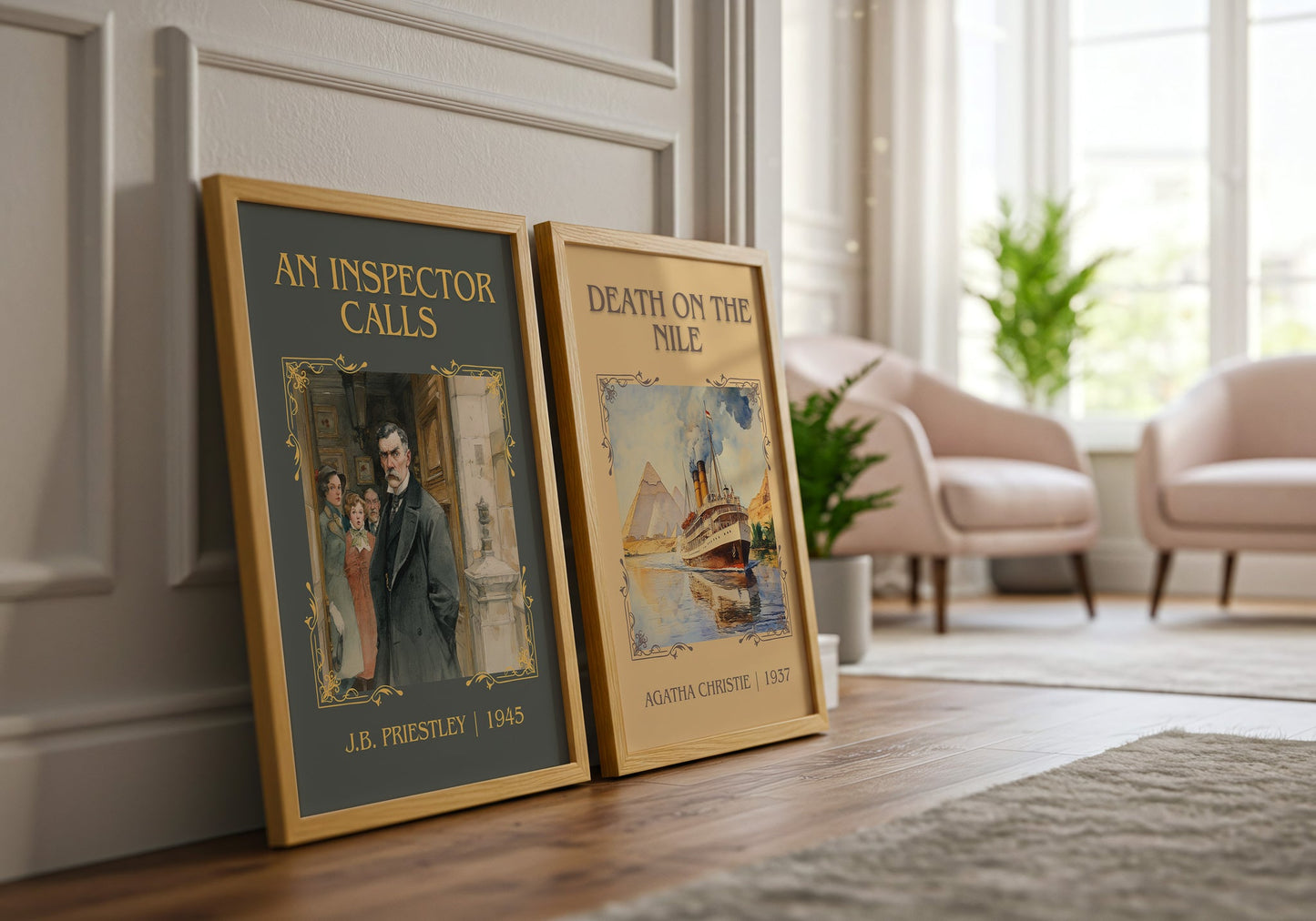 An Inspector Calls classic book art print framed by window – literary home decor