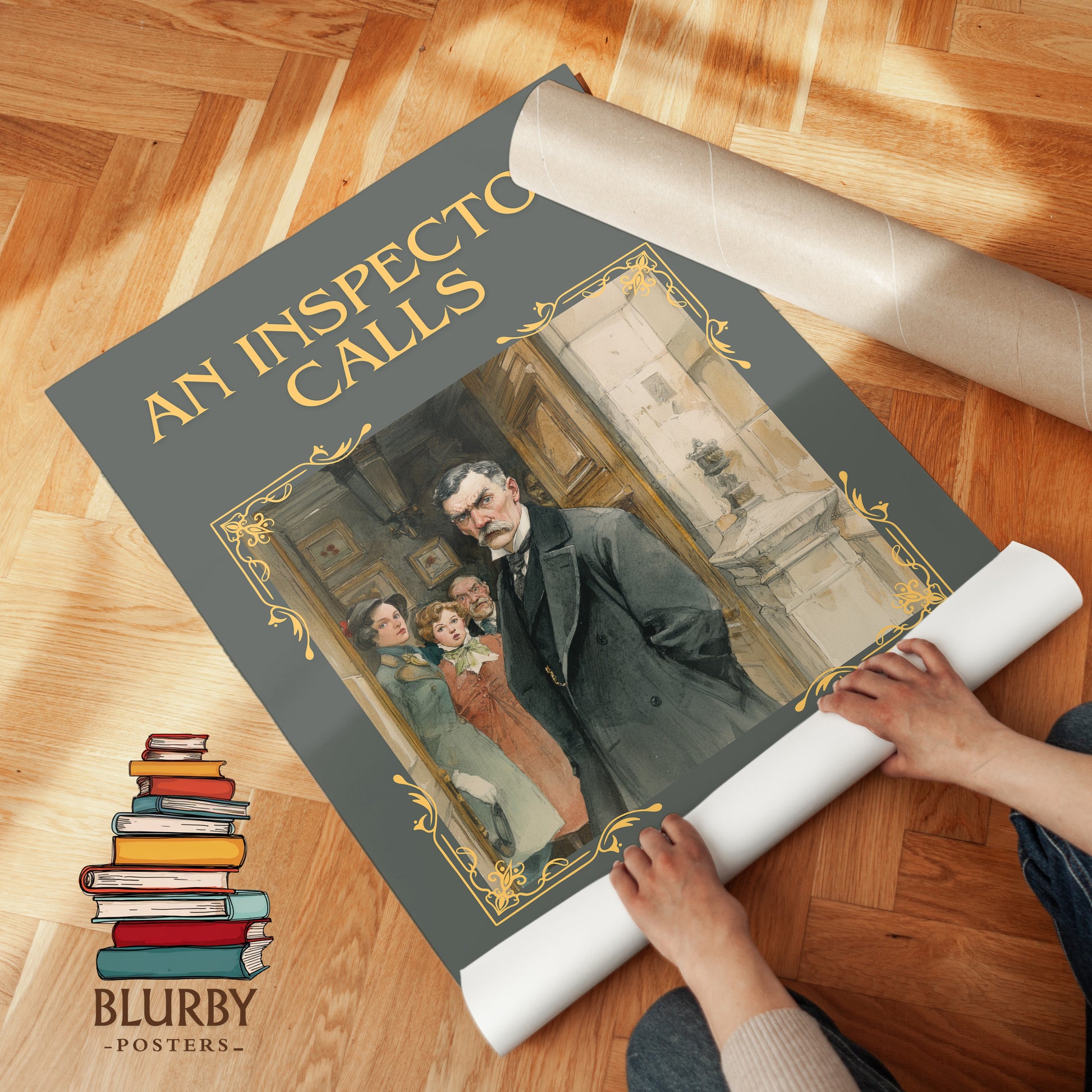 An Inspector Calls classic book art print on bookshelf – J. B. Priestley fan gift