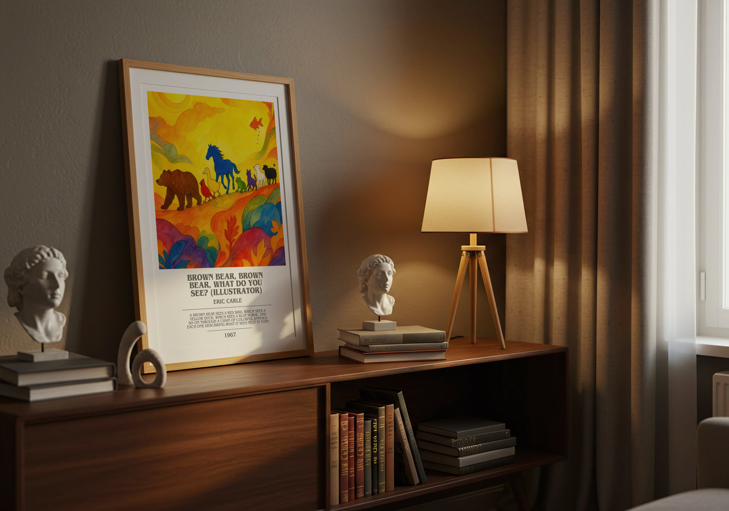 Brown Bear, Brown Bear, What Do You See? (Illustrator) bookish book poster framed on wall – childrens wall art