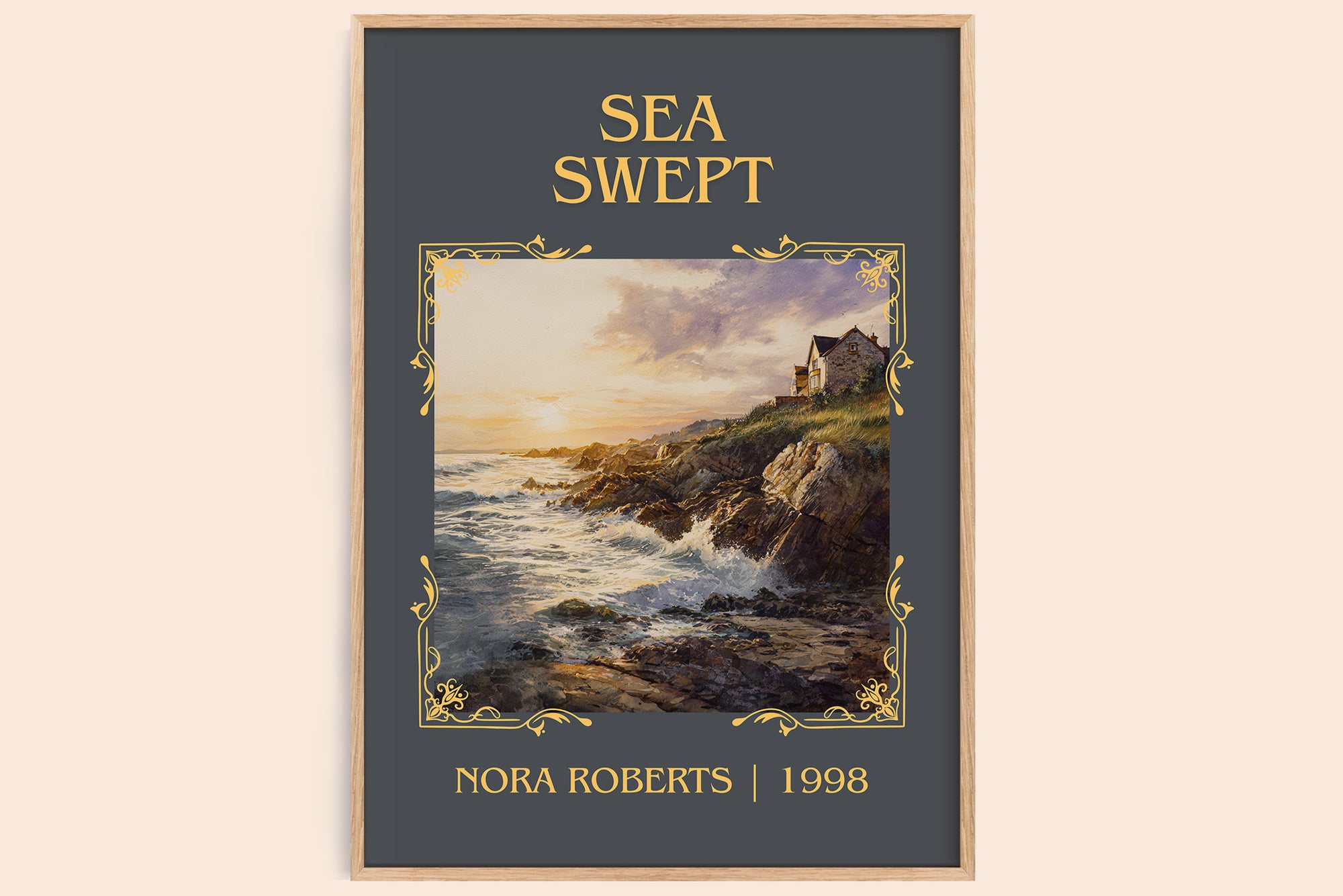 Sea Swept classic book art book poster by Nora Roberts – framed literary art print
