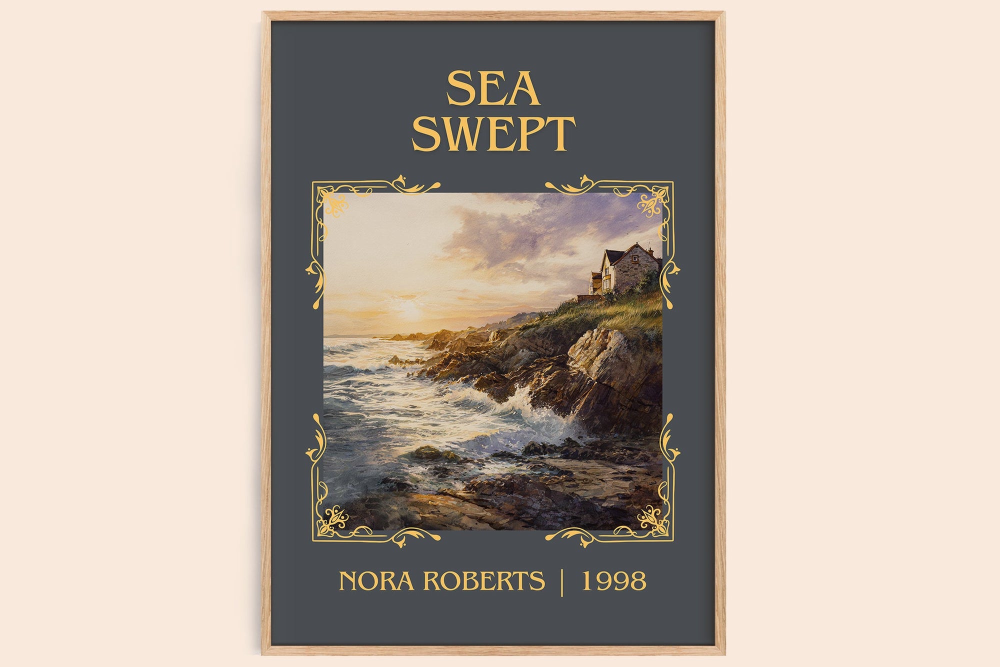 Sea Swept classic book art book poster by Nora Roberts – framed literary art print