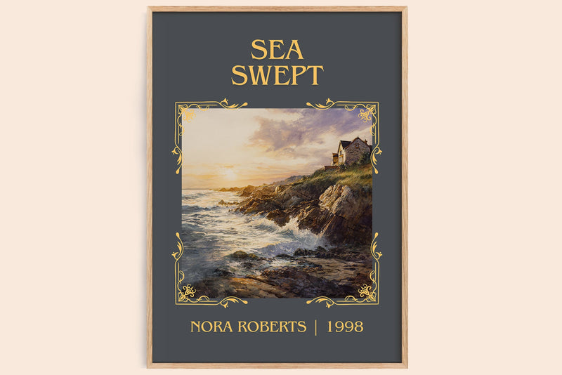 Sea Swept classic book art book poster by Nora Roberts – framed literary art print