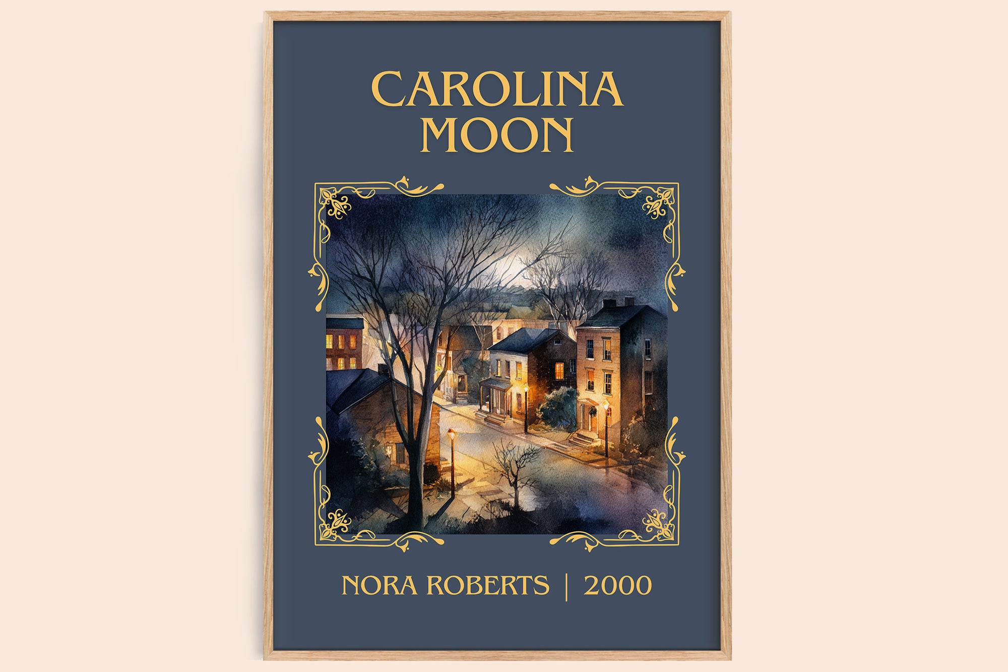 Carolina Moon classic book art book poster by Nora Roberts – framed literary art print