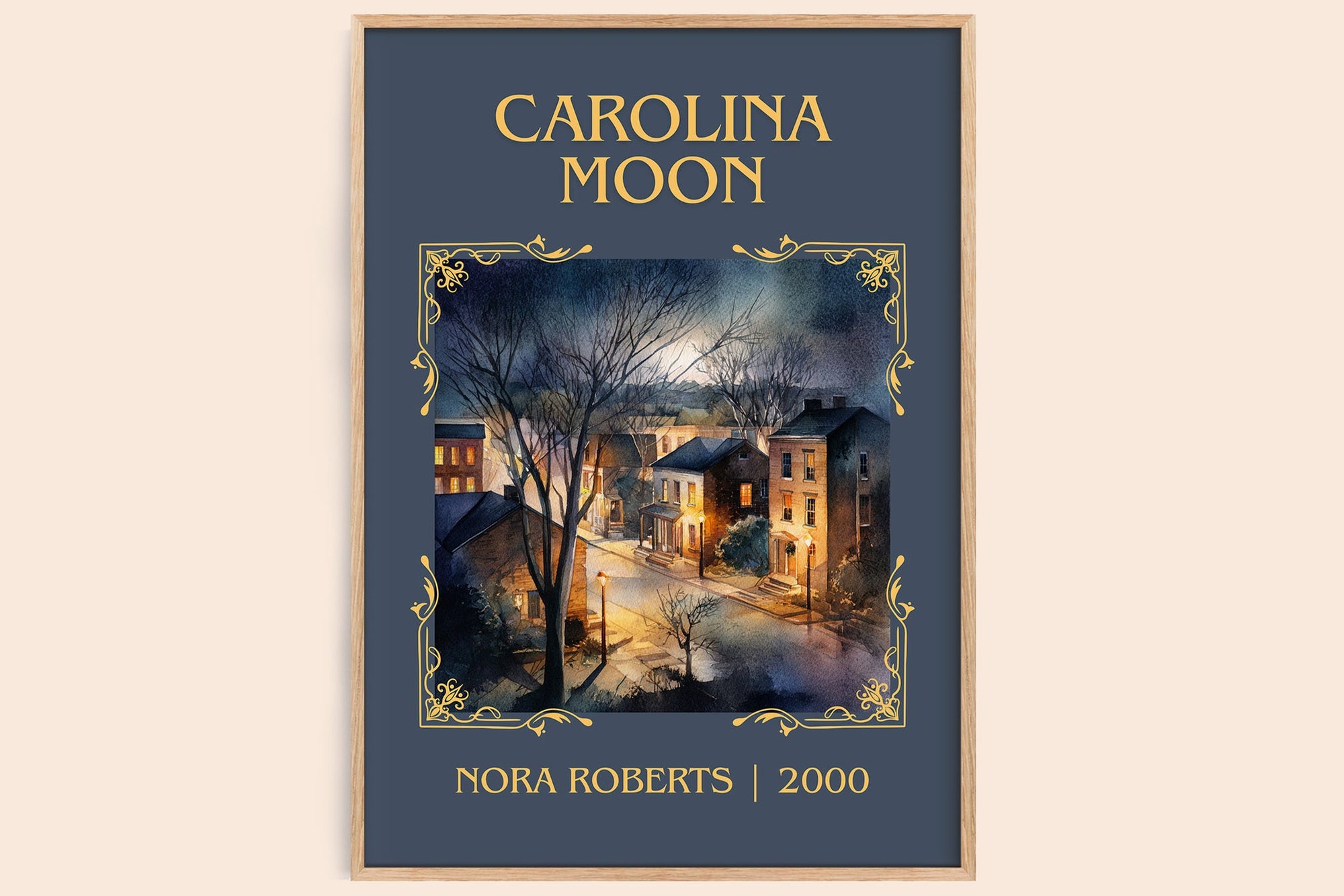 Carolina Moon classic book art book poster by Nora Roberts – framed literary art print
