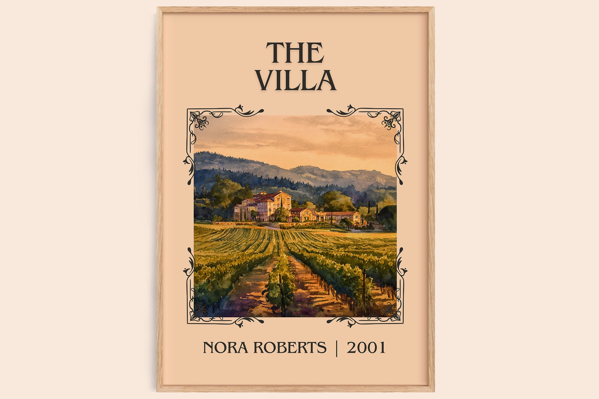 The Villa classic book art book poster by Nora Roberts – framed literary art print