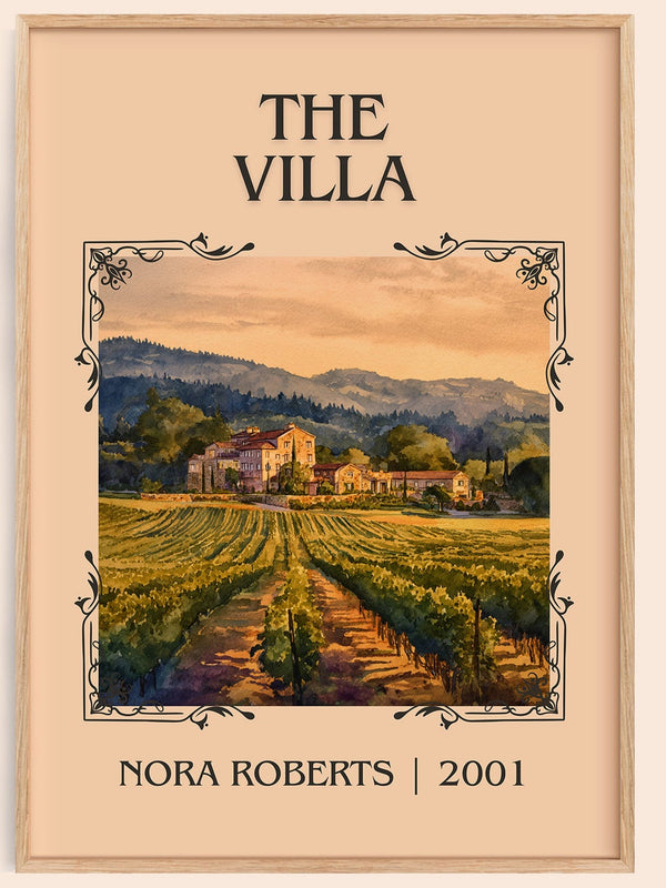 The Villa classic book art book poster by Nora Roberts – framed literary art print