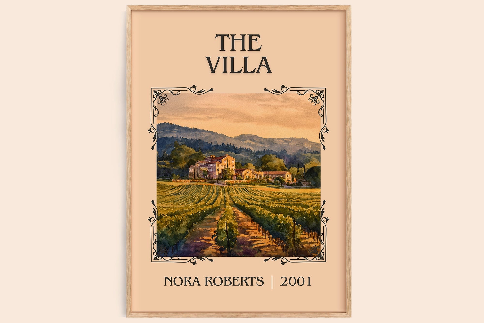 The Villa classic book art book poster by Nora Roberts – framed literary art print