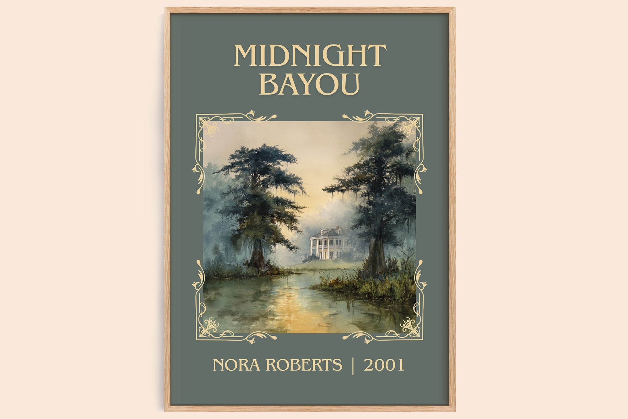 Midnight Bayou classic book art book poster by Nora Roberts – framed literary art print