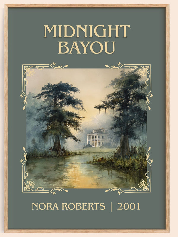 Midnight Bayou classic book art book poster by Nora Roberts – framed literary art print