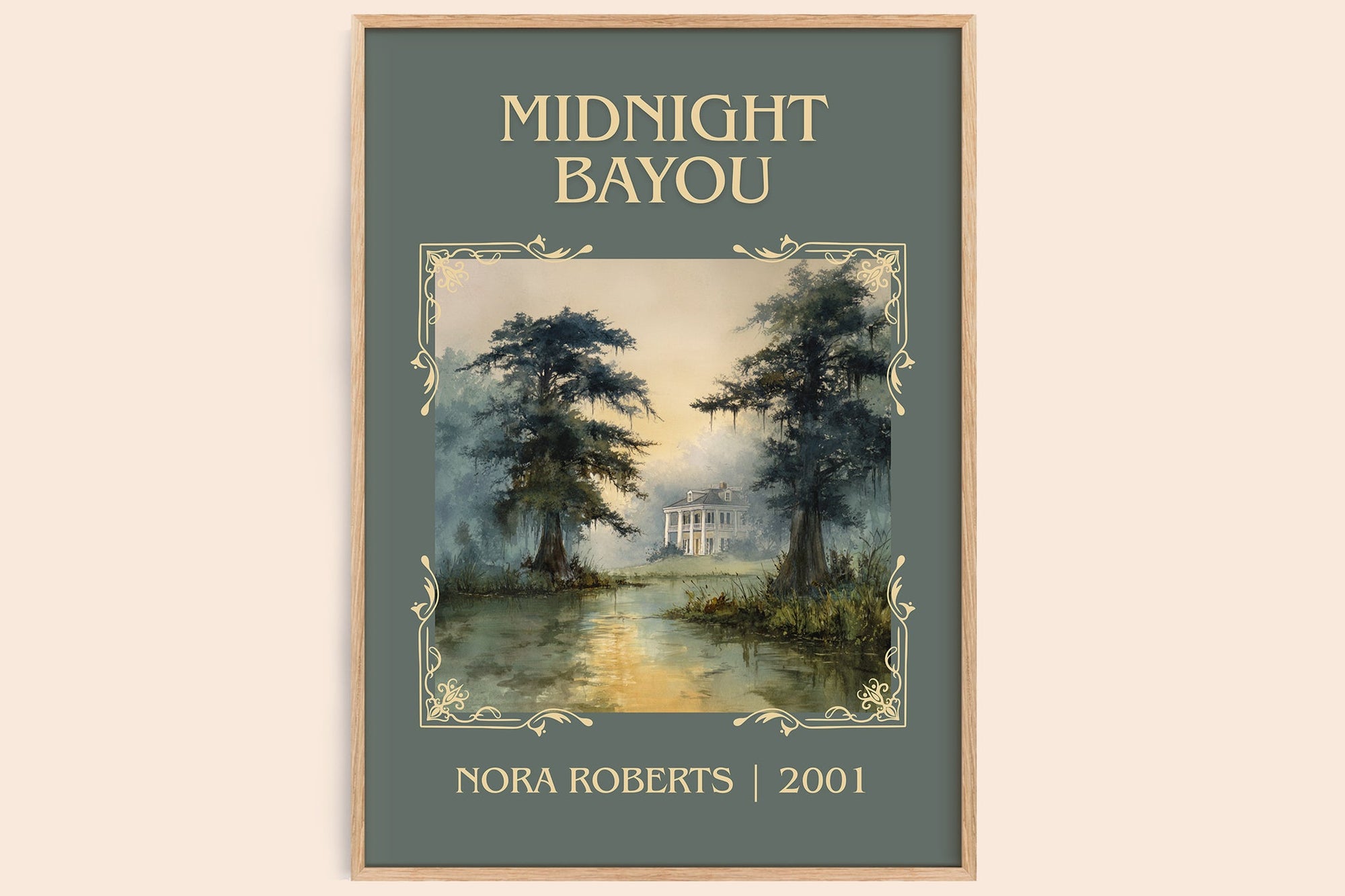 Midnight Bayou classic book art book poster by Nora Roberts – framed literary art print