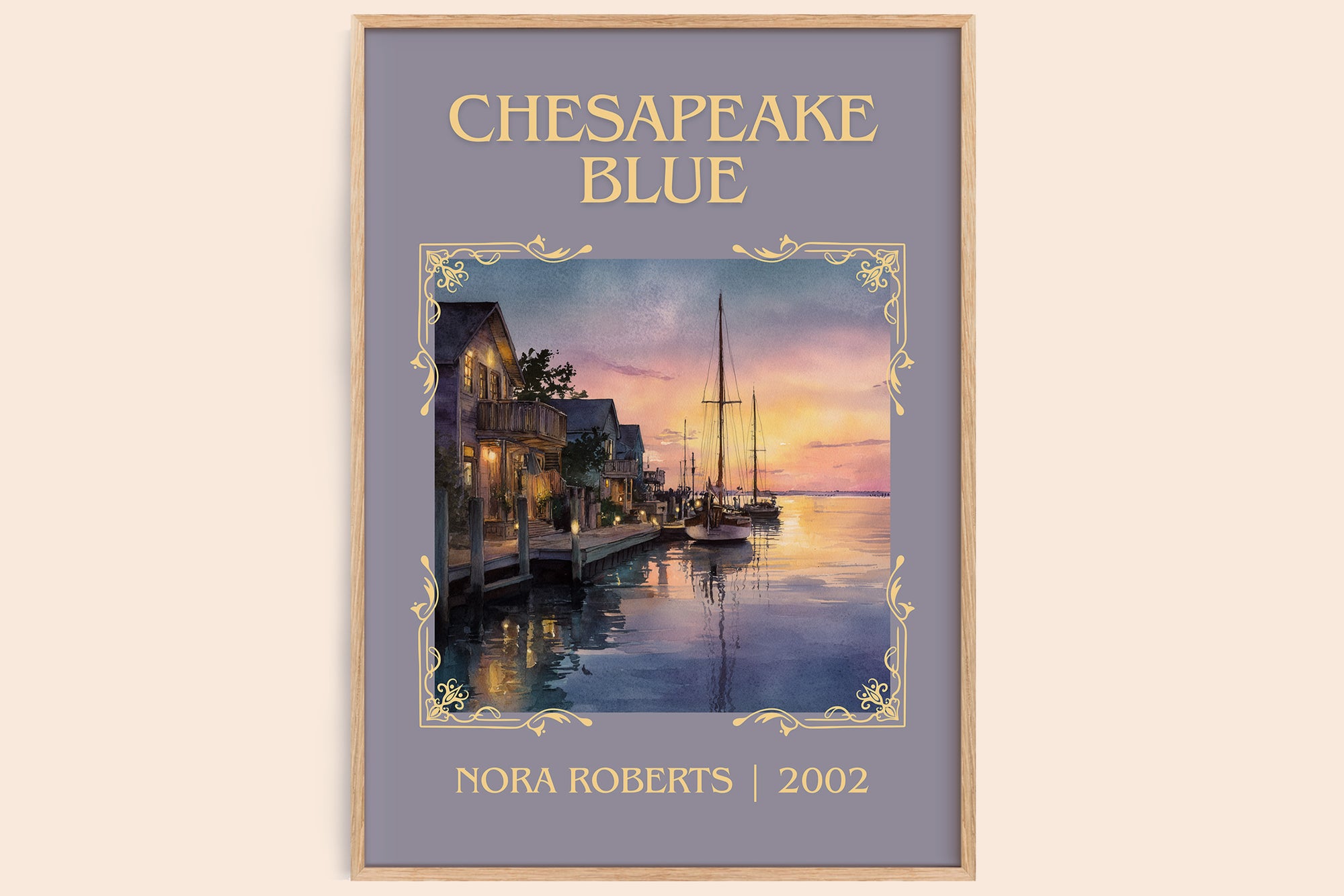 Chesapeake Blue classic book art book poster by Nora Roberts – framed literary art print