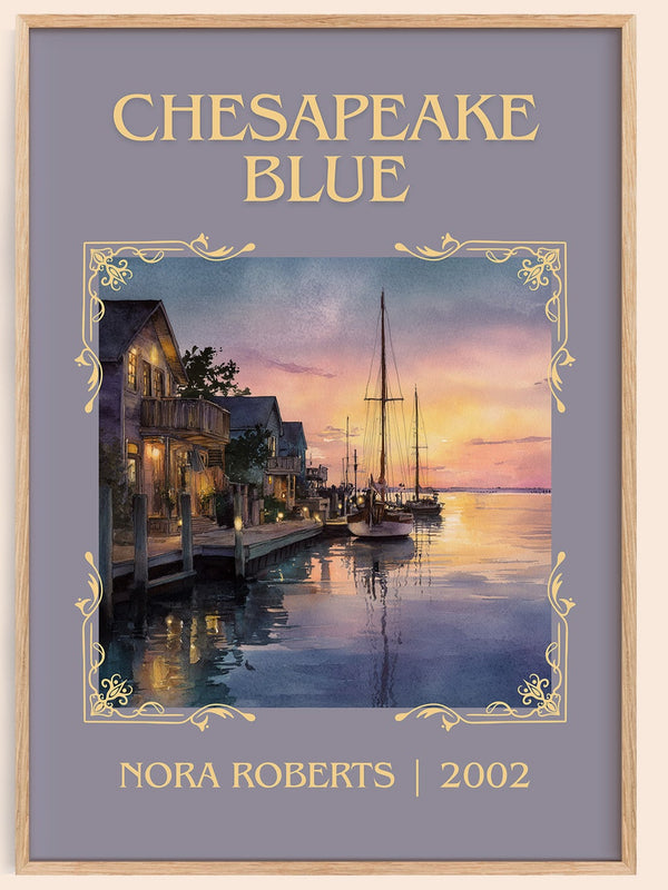 Chesapeake Blue classic book art book poster by Nora Roberts – framed literary art print