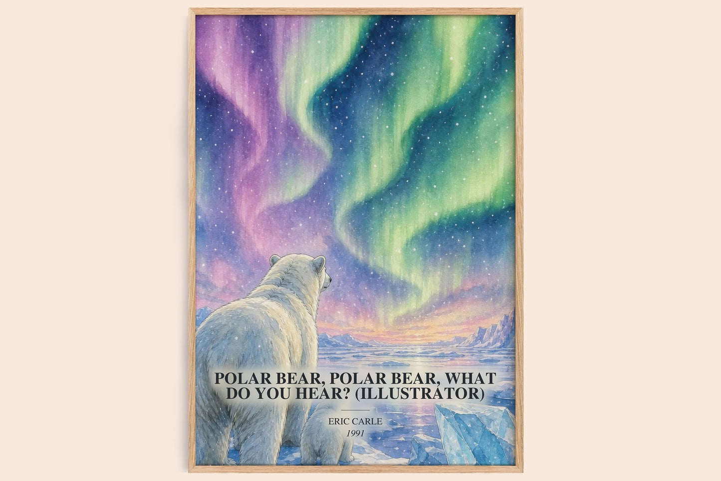 Polar Bear, Polar Bear, What Do You Hear? (Illustrator) watercolour book poster by Eric Carle – framed literary art print