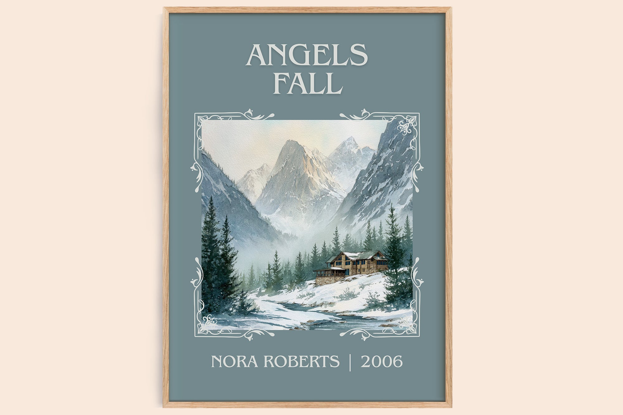 Angels Fall classic book art book poster by Nora Roberts – framed literary art print