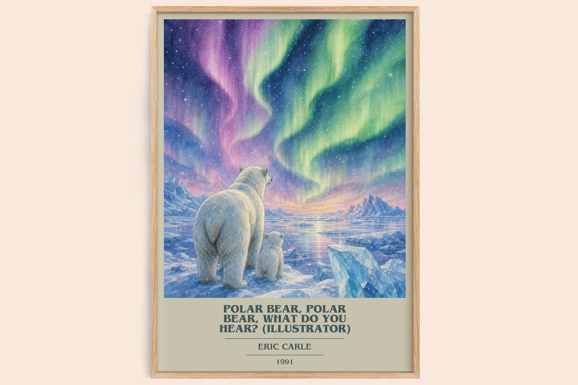 Polar Bear, Polar Bear, What Do You Hear? (Illustrator) book cover book poster by Eric Carle – framed literary art print