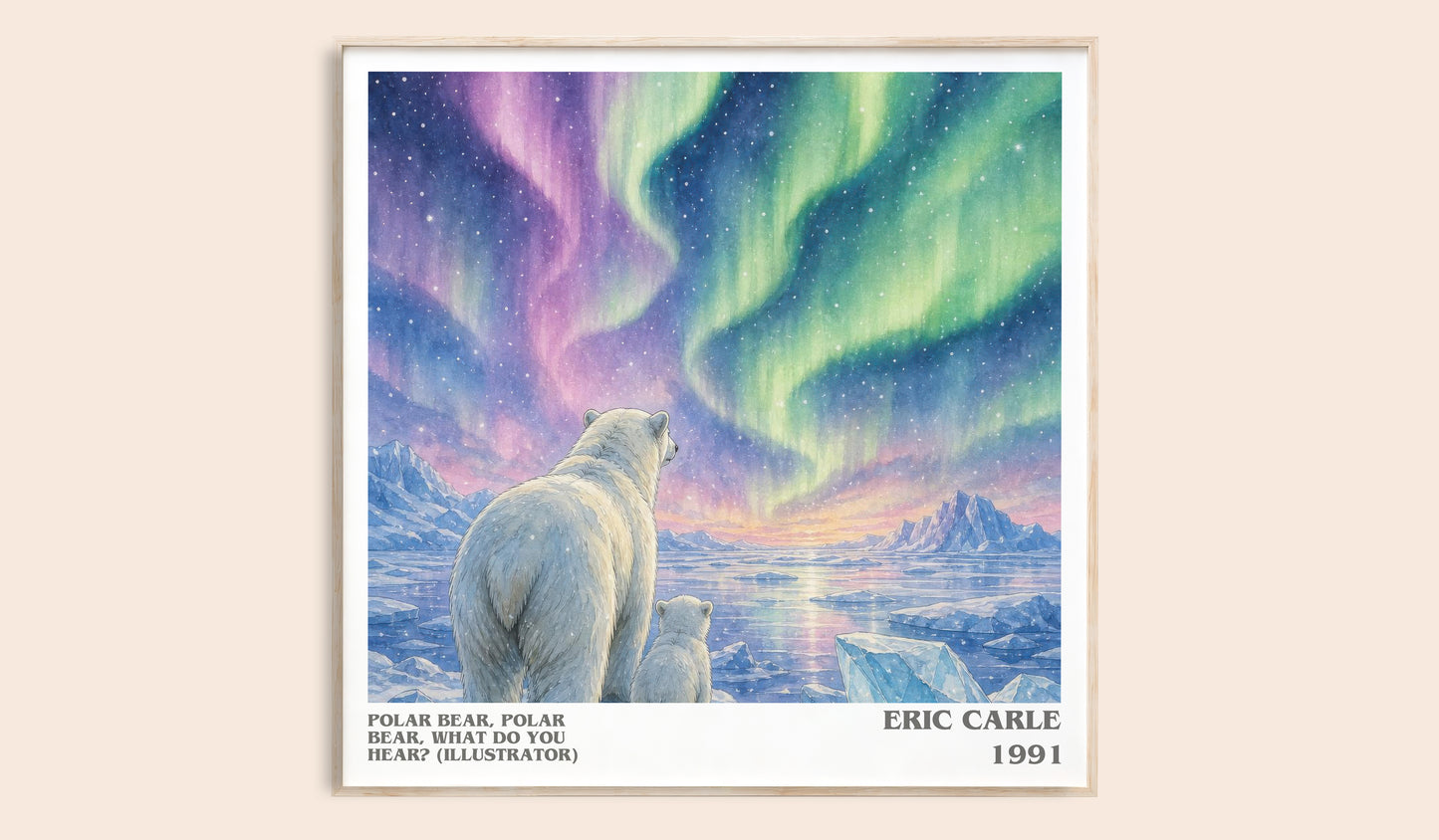 Polar Bear, Polar Bear, What Do You Hear? (Illustrator) literary book poster by Eric Carle – framed literary art print