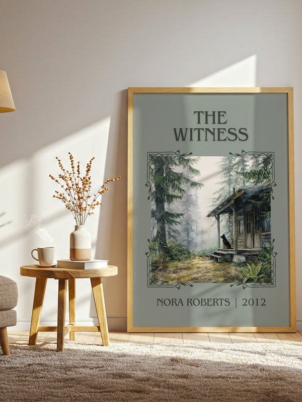 The Witness classic book art print in frame leaning in hallway – romance wall art