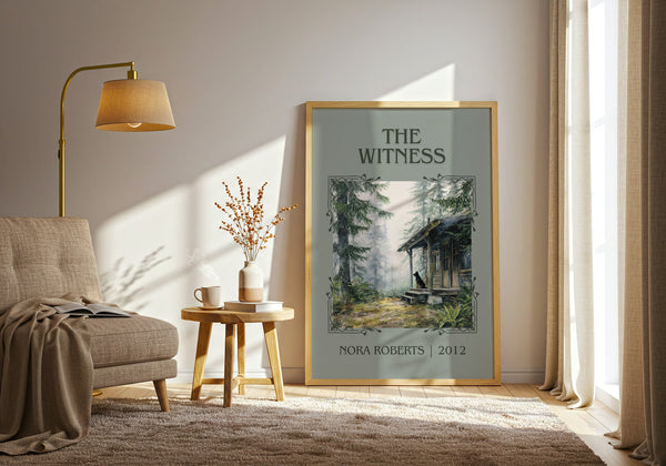 The Witness classic book art print in frame leaning in hallway – romance wall art