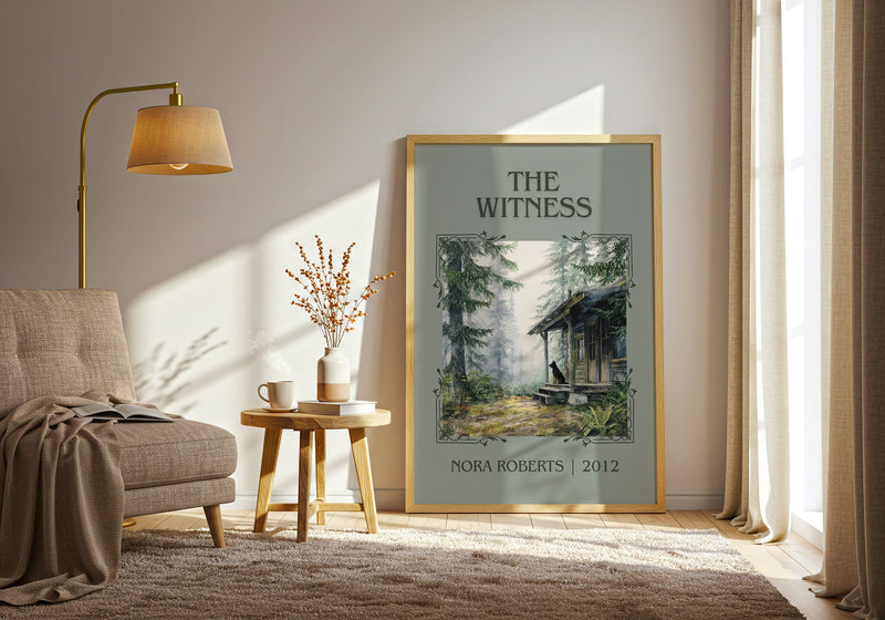 The Witness classic book art print in frame leaning in hallway – romance wall art