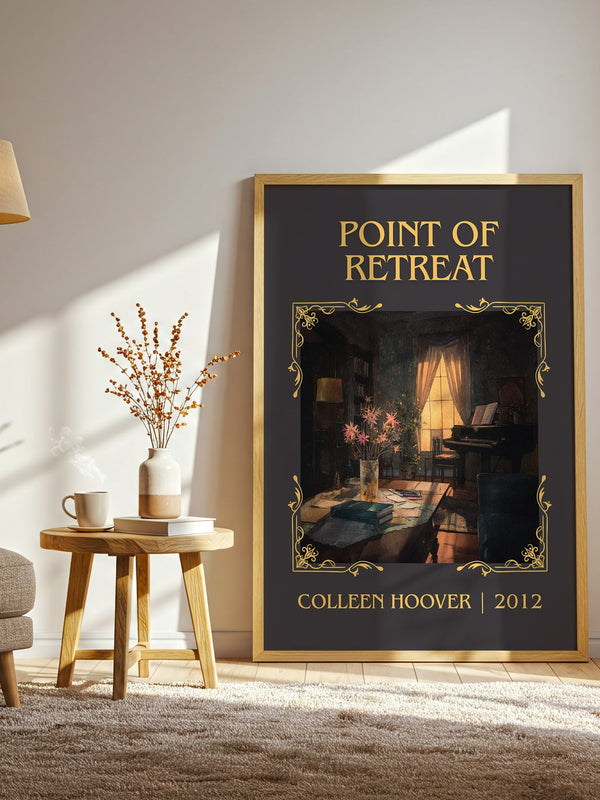 Point Of Retreat classic book art print in frame leaning in hallway – romance wall art