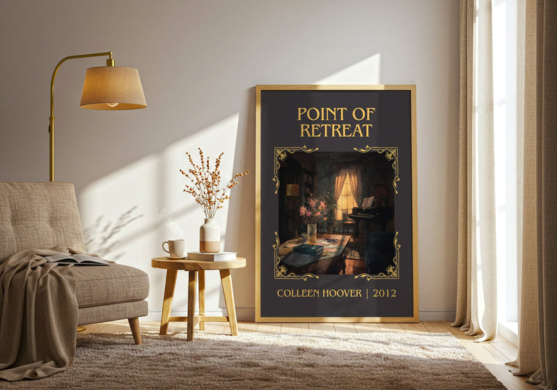 Point Of Retreat classic book art print in frame leaning in hallway – romance wall art