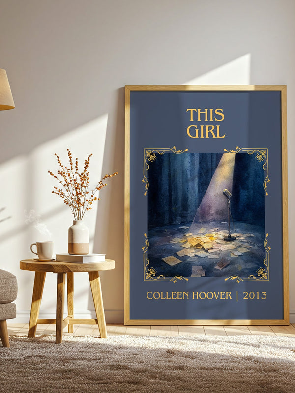 This Girl classic book art print in frame leaning in hallway – romance wall art