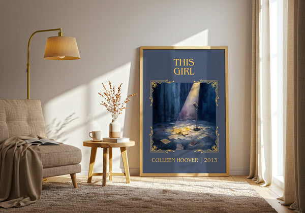 This Girl classic book art print in frame leaning in hallway – romance wall art