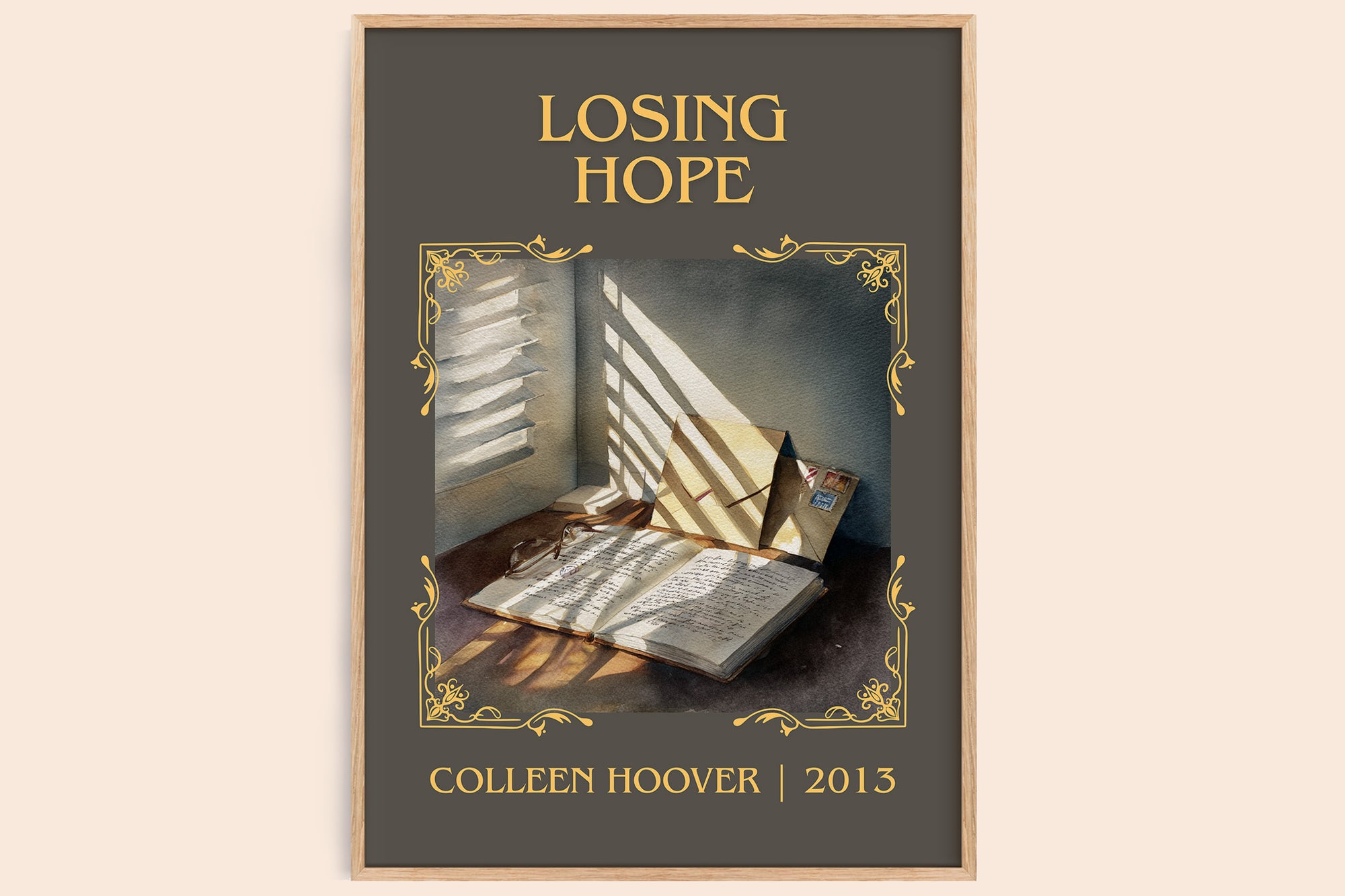 Losing Hope classic book art book poster by Colleen Hoover – framed literary art print