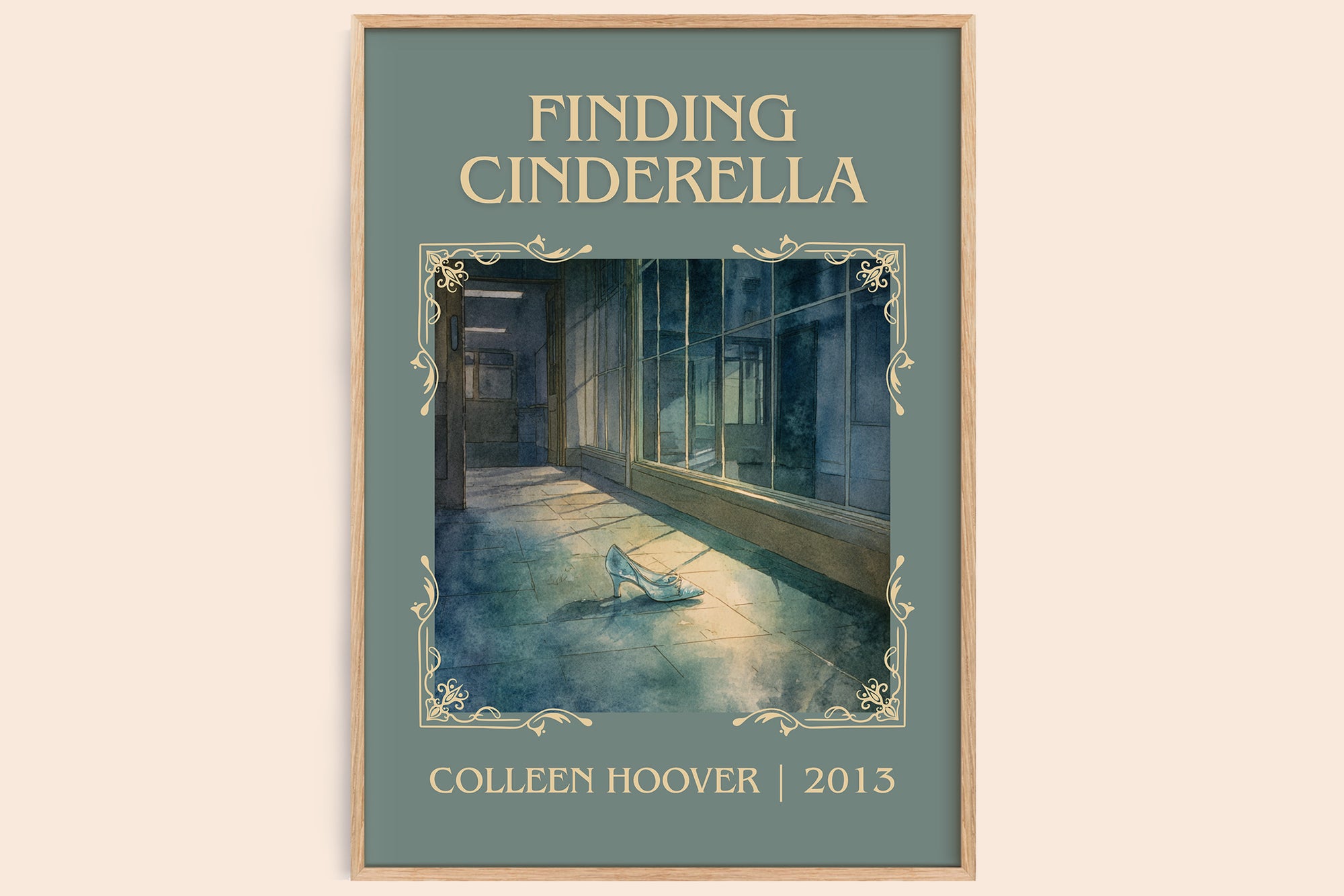 Finding Cinderella classic book art book poster by Colleen Hoover – framed literary art print