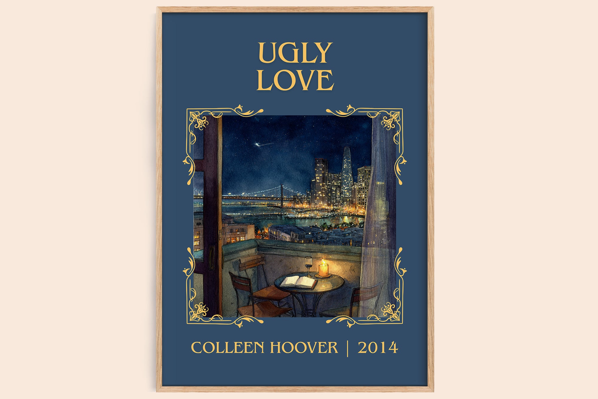Ugly Love classic book art book poster by Colleen Hoover – framed literary art print
