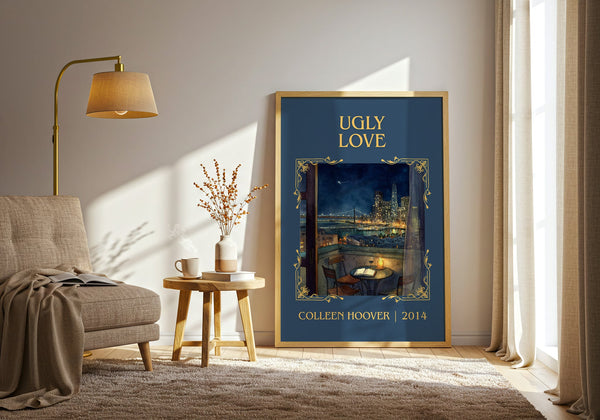 Ugly Love classic book art print in frame leaning in hallway – romance wall art