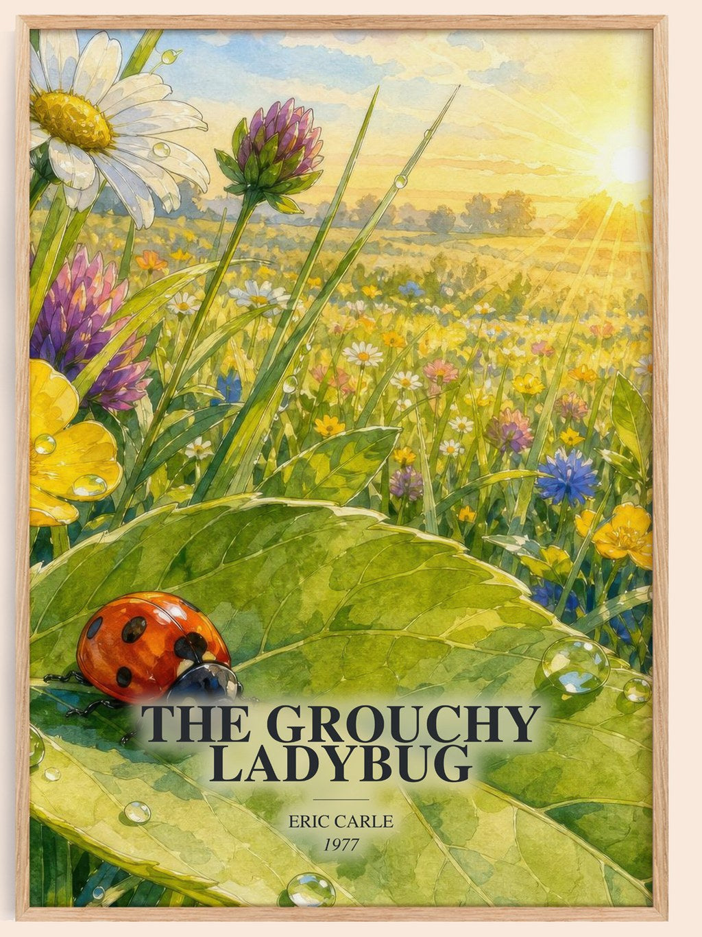 The Grouchy Ladybug watercolour book poster by Eric Carle – framed literary art print