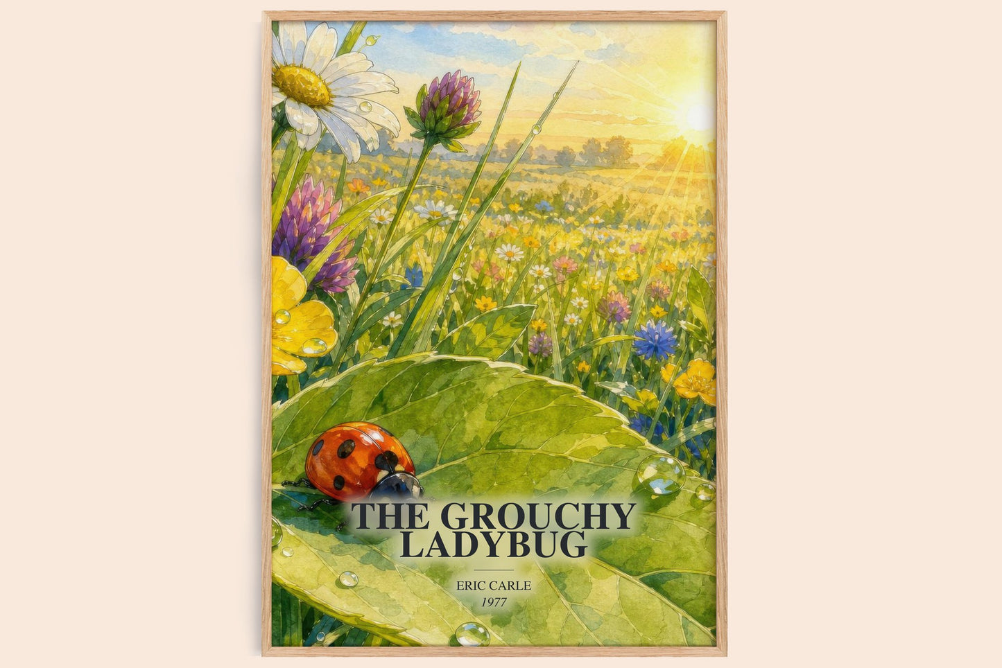 The Grouchy Ladybug watercolour book poster by Eric Carle – framed literary art print