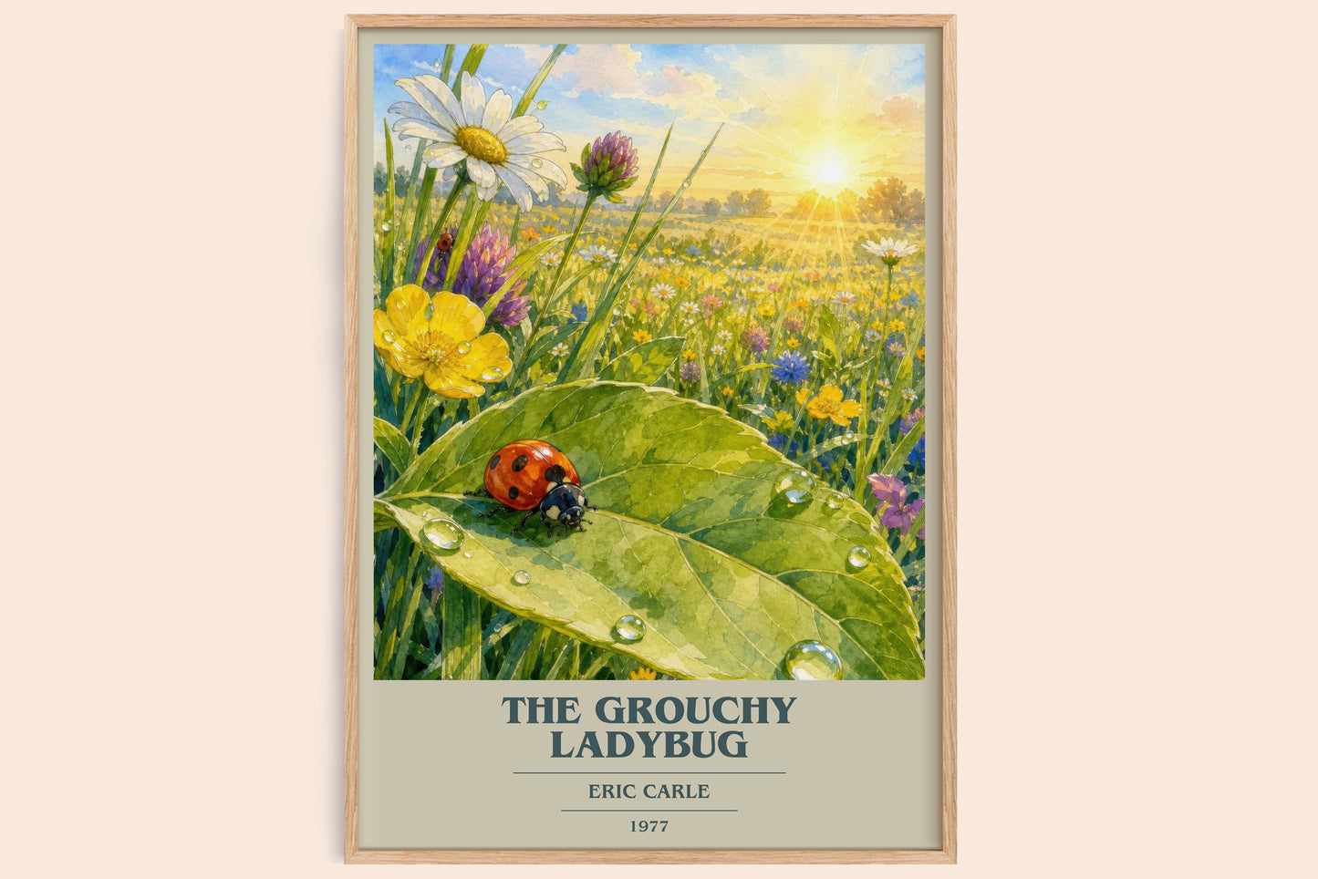 The Grouchy Ladybug book cover book poster by Eric Carle – framed literary art print