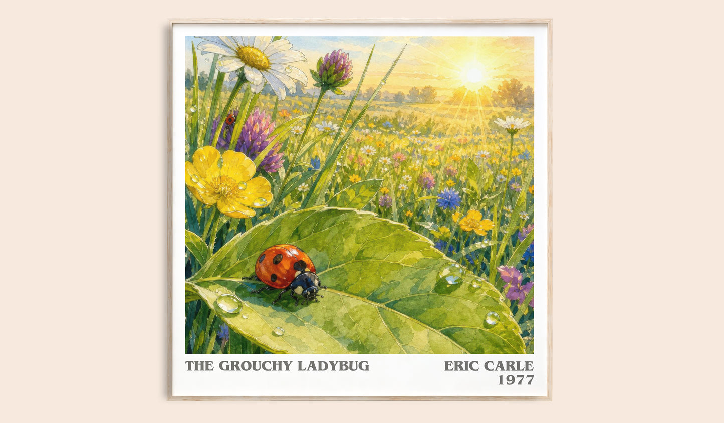 The Grouchy Ladybug literary book poster by Eric Carle – framed literary art print