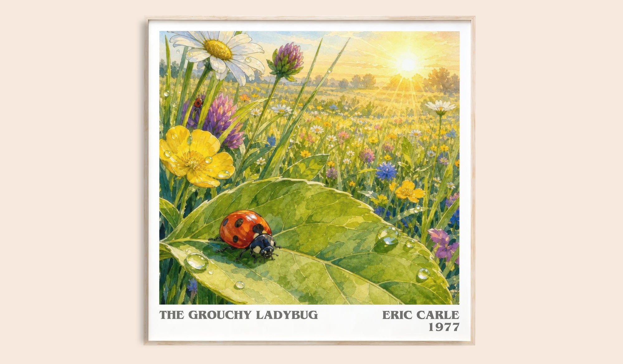The Grouchy Ladybug literary book poster by Eric Carle – framed literary art print
