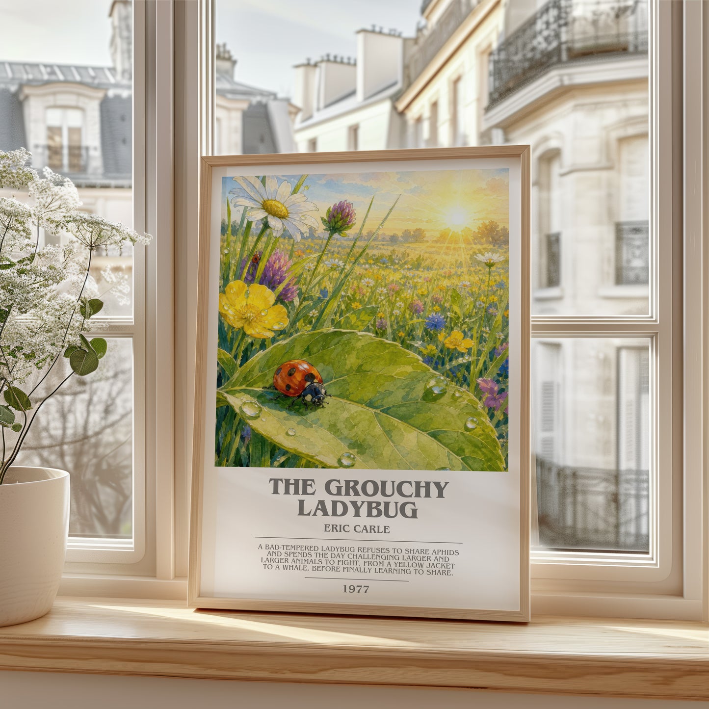 The Grouchy Ladybug bookish poster colour and style options – Eric Carle book art