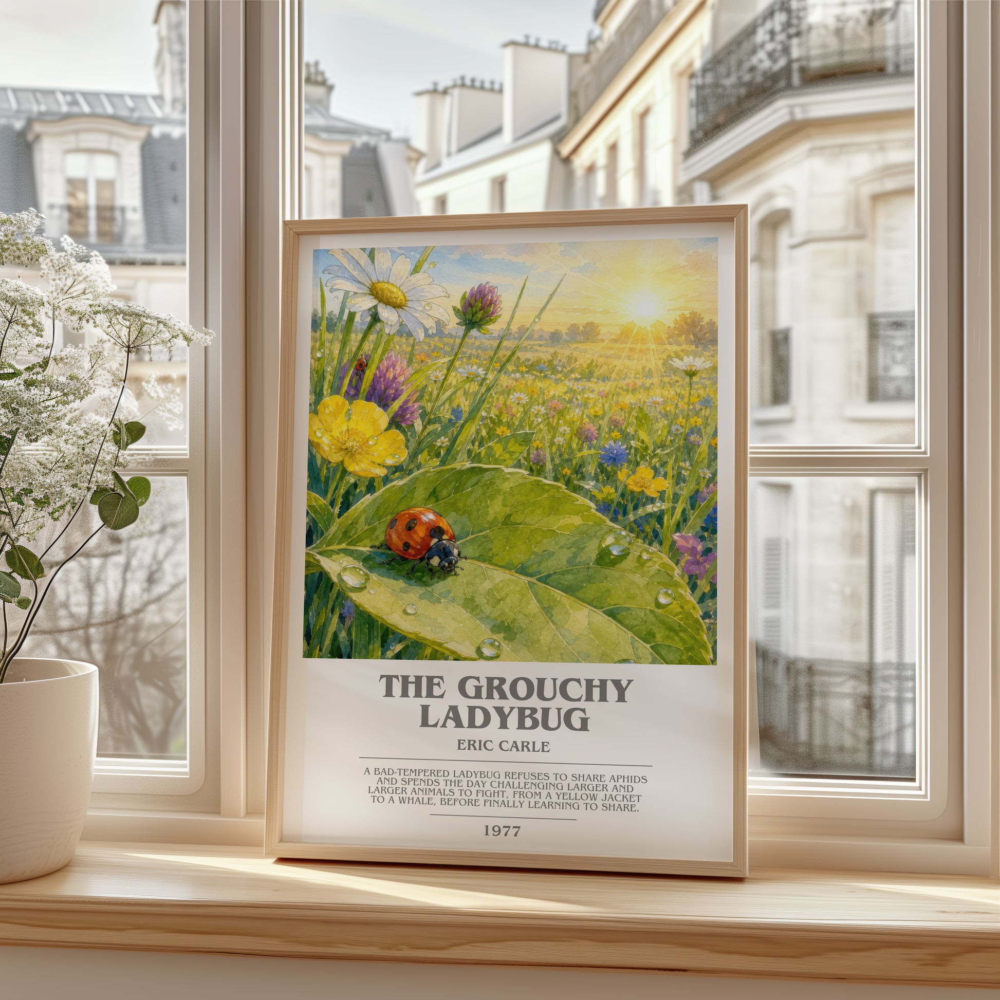 The Grouchy Ladybug bookish poster colour and style options – Eric Carle book art