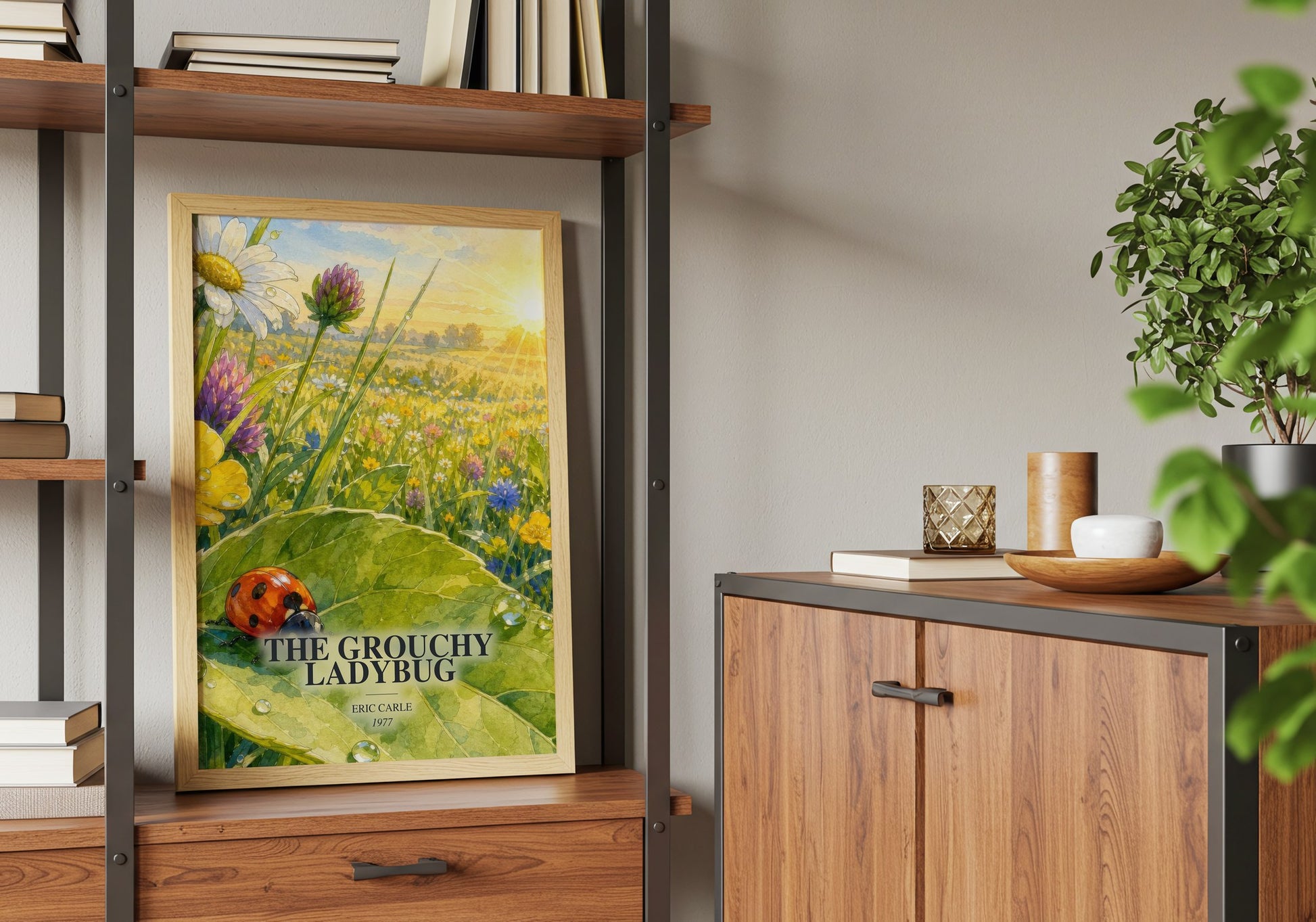 The Grouchy Ladybug book watercolour illustration paper finish options – matte satin gloss