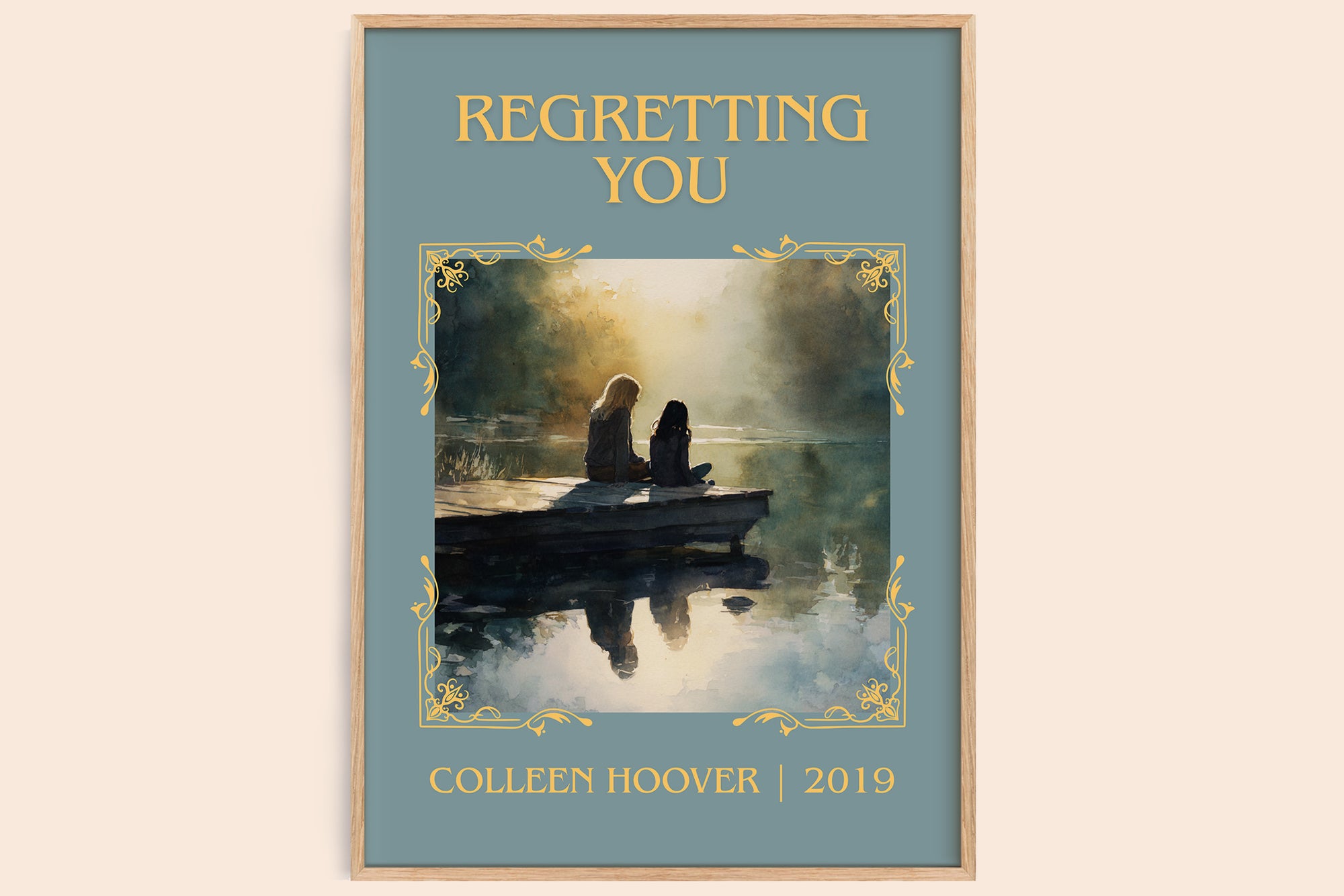 Regretting You classic book art book poster by Colleen Hoover – framed literary art print