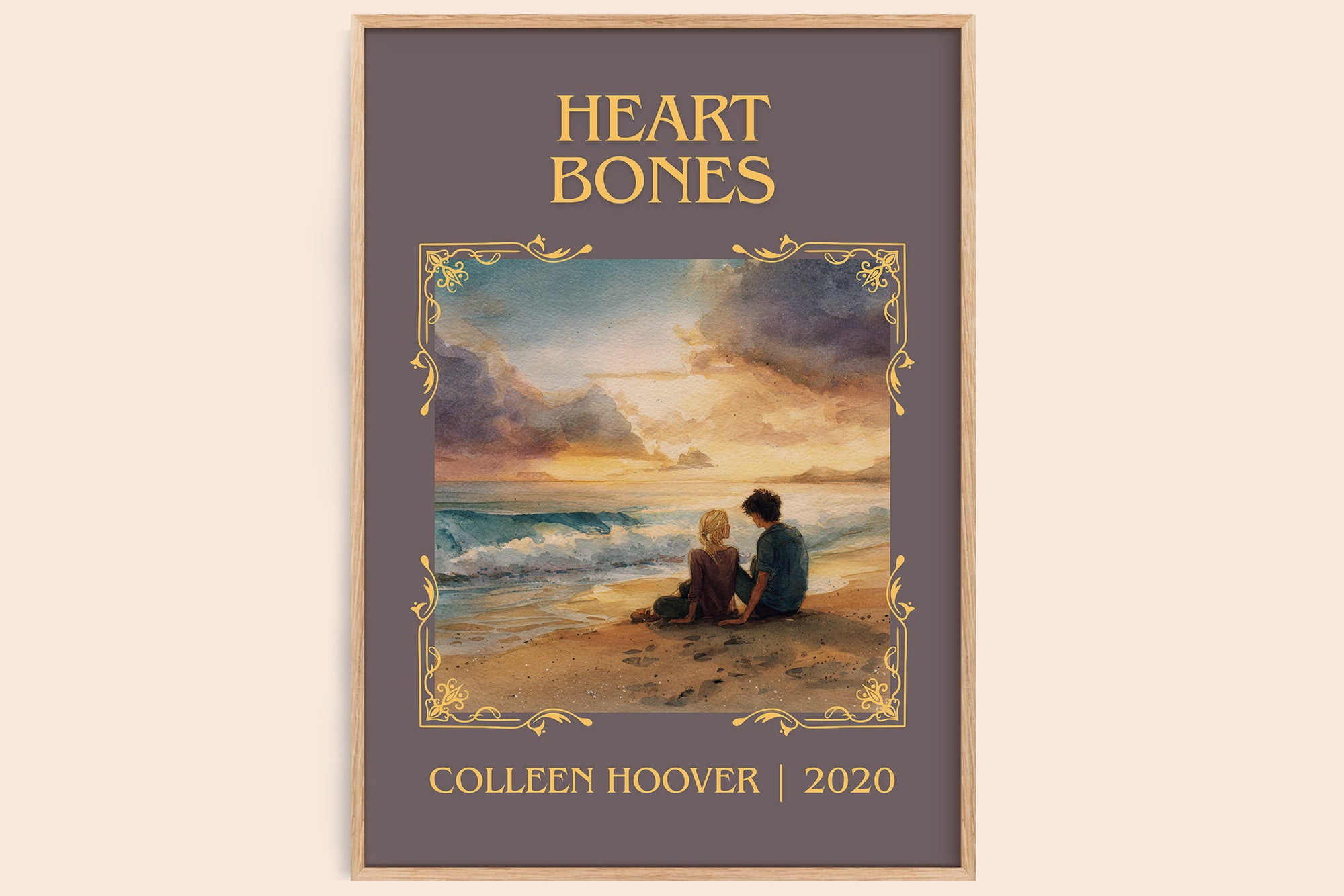 Heart Bones classic book art book poster by Colleen Hoover – framed literary art print